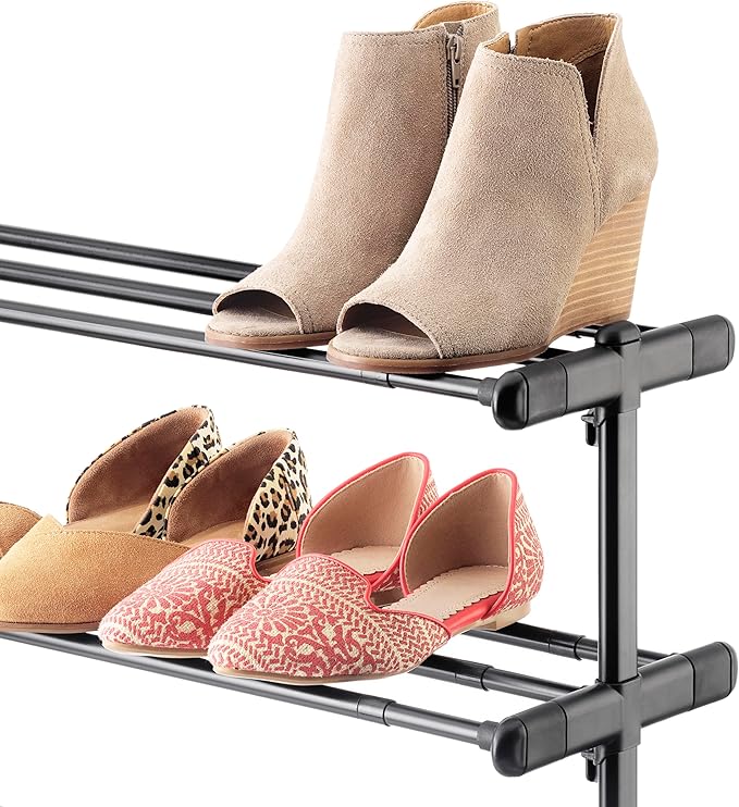 Whitmor Adjustable Shoe Rack, 4 Tier Shoe Organizer, Shoe Storage Shelf for 24 Pairs of Shoes, Easy to Assemble, Entryway