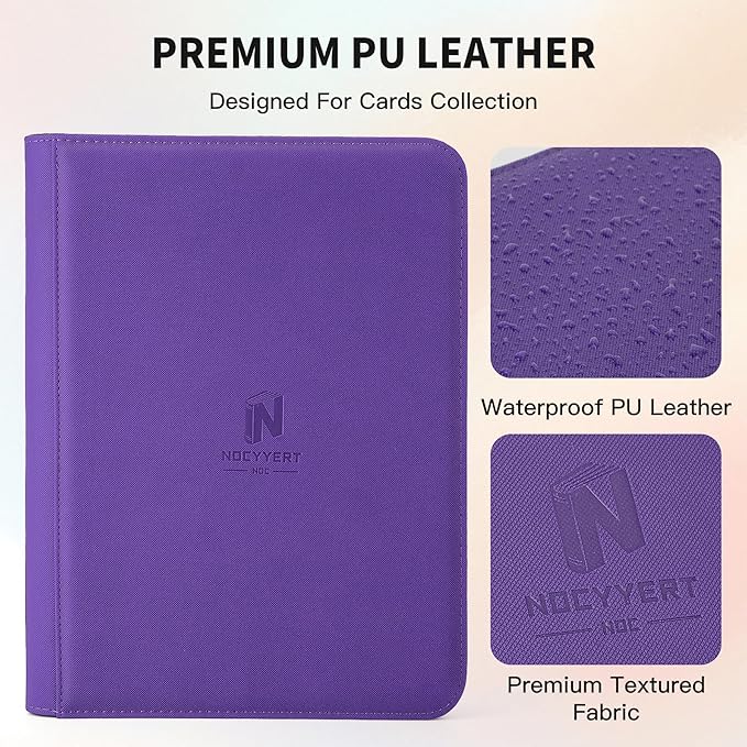 Trading Card Binder, Premium 9 Pocket 540 Double Sided Pocket Collection Binder, Card Album for TCG Card Holder for Game Card, Sports Card, Yugioh, MTG etc(Purple)