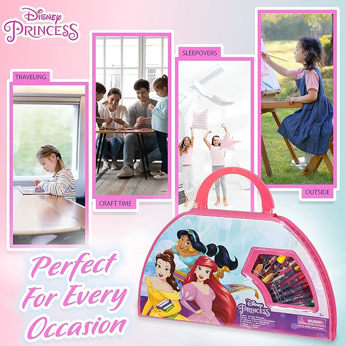 Disney Stitch Colored Pencils Art Supplies for Kids Girls Boys Crayons Markers Watercolor Paints Drawing Kit Travel Art Set Gifts for Kids (Pink Princess Set)