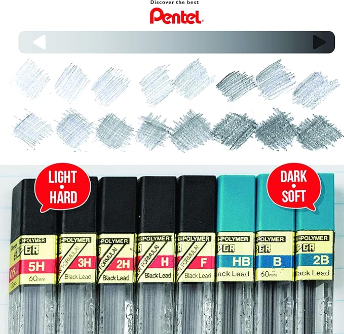 Pentel Super Hi-Polymer Lead Refills for Mechanical Pencils, 12 Leads Per Tube, HB Grade, 0.7mm, 2PC Pack