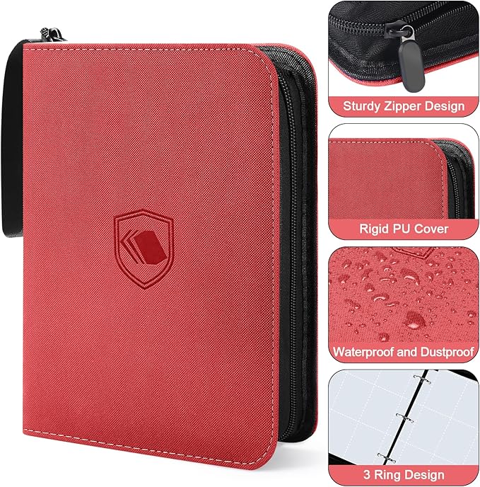 900 Pockets Trading Card Binder, PU Cover Zipper Card Collection Album, Sturdy Card Folder Holder for MTG, TCG, Game Cards, Sports Cards