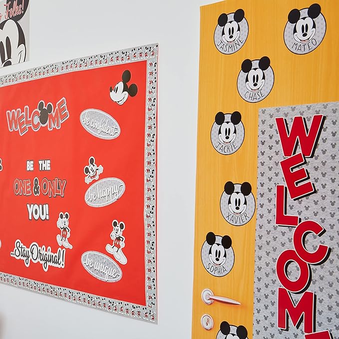 Eureka Disney Retro Mickey Mouse Welcome Vertical Classroom Banner for Teachers, 12" x 45"
