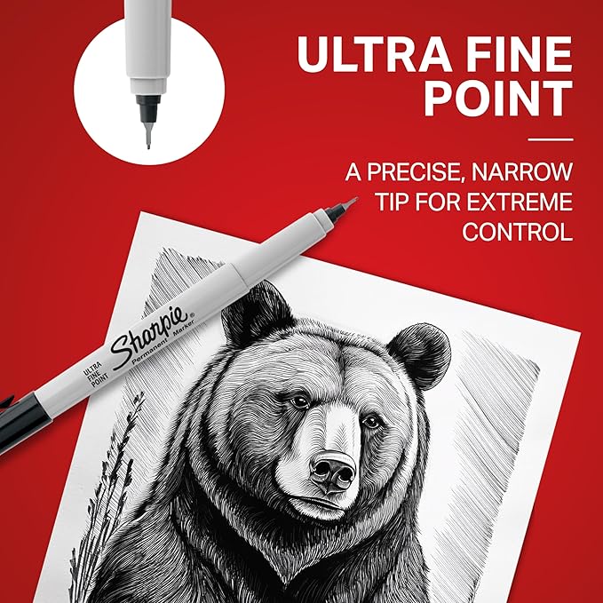 Sharpie Permanent Markers, Ultra Fine Point, Black, 2 Count - School, Desk, Office Supplies