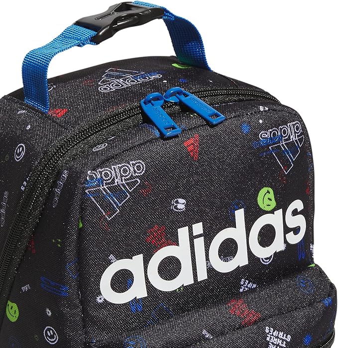 adidas Unisex Santiago Lunch Bag, Insulated School Food Container Box Discontinued, Icon Brand Love Black/Bright Royal Blue/2.0, One Size