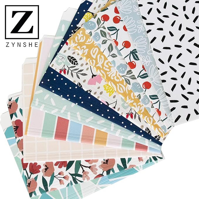 Cute File Folders, Set of 24 3-Tab Letter Size Decorative File Folders Boho Colored Manilla 8.5 x 11 Filing – Pretty Designer Home Office School Supplies (Sublime)