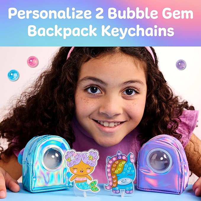Creativity for Kids Bubble Gems Backpack Keychains - DIY Diamond Art Kits for Kids, Unicorn Toys for Girls, Gem Art Mermaid Gifts for Girls (Ages 6+)
