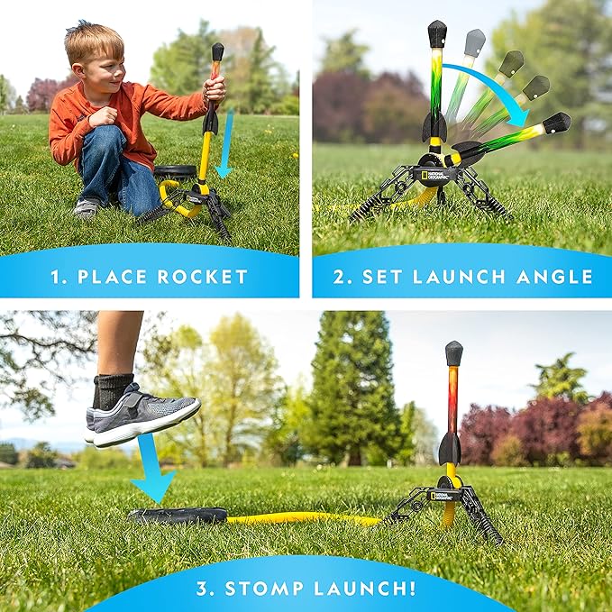 National Geographic Air Rocket Toy Refill - 5 LED Light-Up Air Rockets, Compatible with All Jump & Launch Air Powered Rocket Launchers