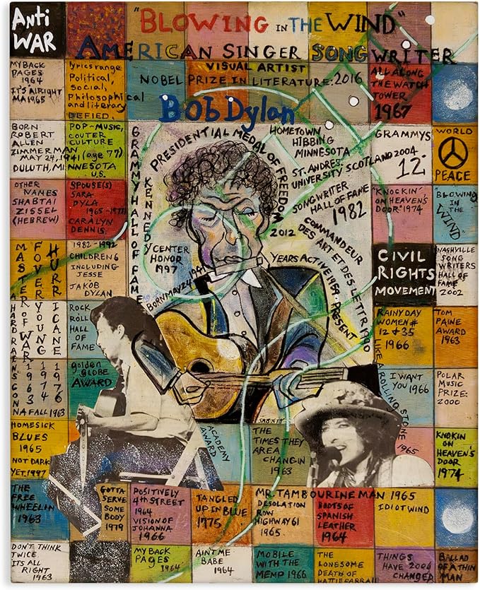 Stupell Industries Bob Dylan Collage Canvas Wall Art Design by Sabin, 16 x 20