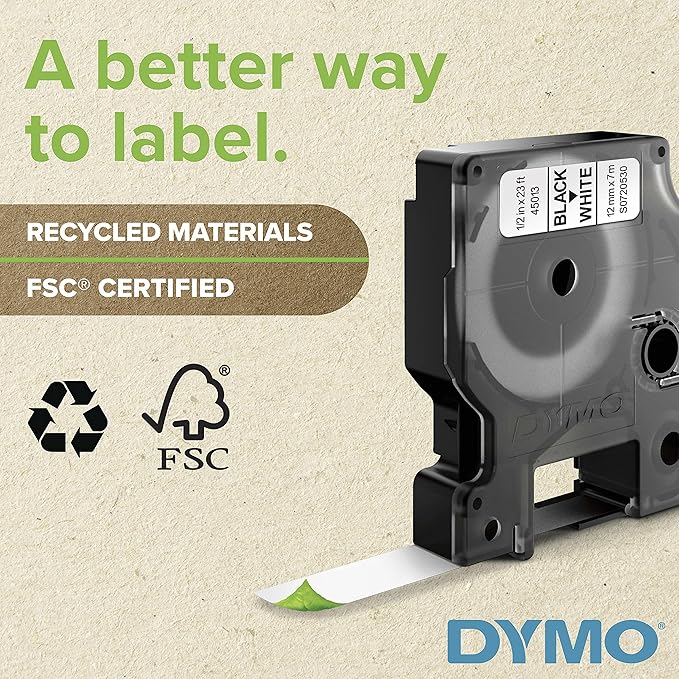 DYMO Rhino Industrial Heat-Shrink Labels 3/8" Tube Black Print on White