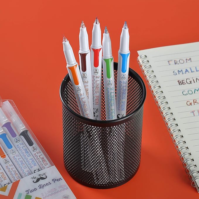 Mr. Pen- Double Line Pen, 6 Pack, Assorted Colors, Bible Journaling Pens, Outline Pen, 3-D Two Line Two Line Pens, Liner Pens for Drawing