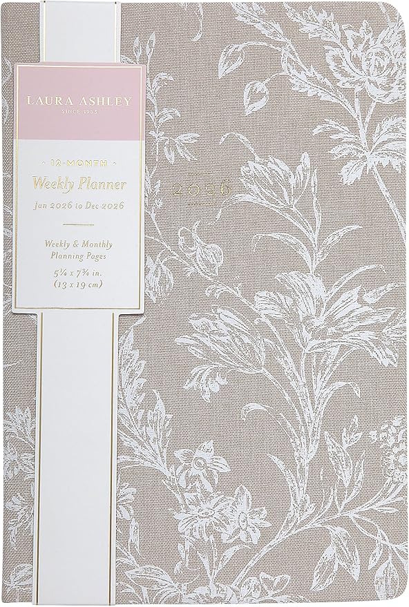 Laura Ashley 2026 Planner - Weekly and Monthly Planner - 8x10 and 6x8 Planning Notebook and Calendar Agenda, Size 6X8, Grey/Dove