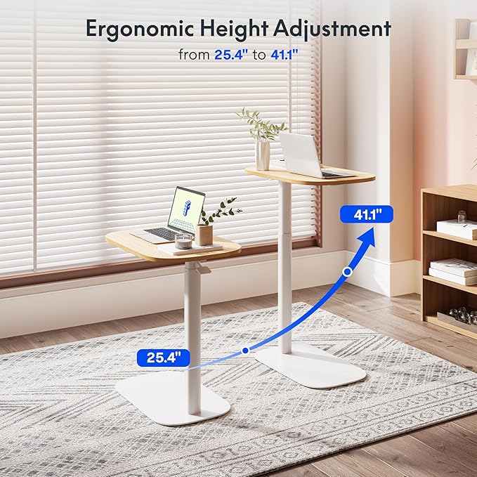 FLEXISPOT Adjustable C Table, Mobile Snack Side End Table Sofa Couch Bedside Table Laptop Cart TV Tray Night Stand Small Space Side Table(23.6" W x 13.8" D,Maple)
