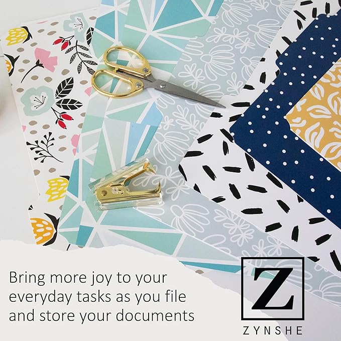 Cute File Folders, Set of 24 3-Tab Letter Size Decorative File Folders Boho Colored Manilla 8.5 x 11 Filing – Pretty Designer Home Office School Supplies (Sublime)