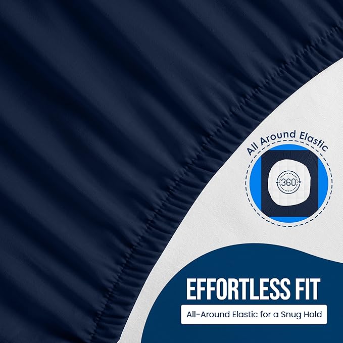 Utopia Bedding Waterproof Mattress Protector King Size, Premium 200 GSM Terry Mattress Cover, Soft & Breathable Bed Cover, Fitted Sheet Style with Stretchable Deep Pockets 17" (Navy Blue)