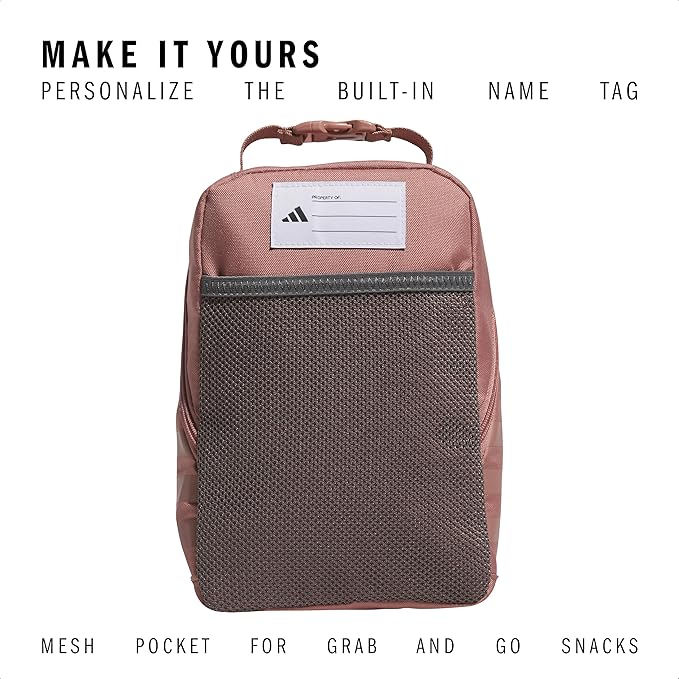 adidas Santiago Lunch Bag Cooler for Women and Men, Insulated Food Container Box with Mesh Pocket, Warm Clay Pink/Grey Four/3.0, One Size