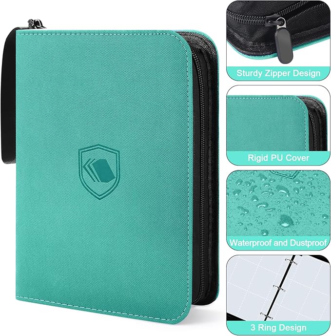 900 Pockets Trading Card Binder, PU Cover Zipper Card Collection Album, Sturdy Card Folder Holder for MTG, TCG, Game Cards, Sports Cards