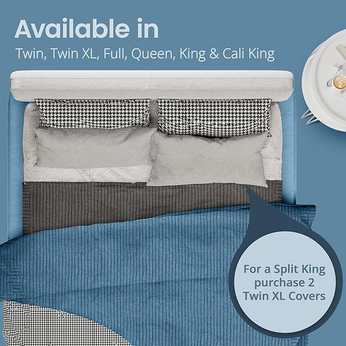 SafeRest Waterproof King Size Mattress Protector - Fitted with Stretchable Pockets - Machine Washable Cotton Blend Mattress Cover for Bed