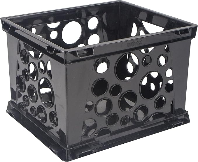 Storex Large Storage and Transport File Crate, 17.25 x 14.25 x 10.5 Inches, Black (STX61546U01C)
