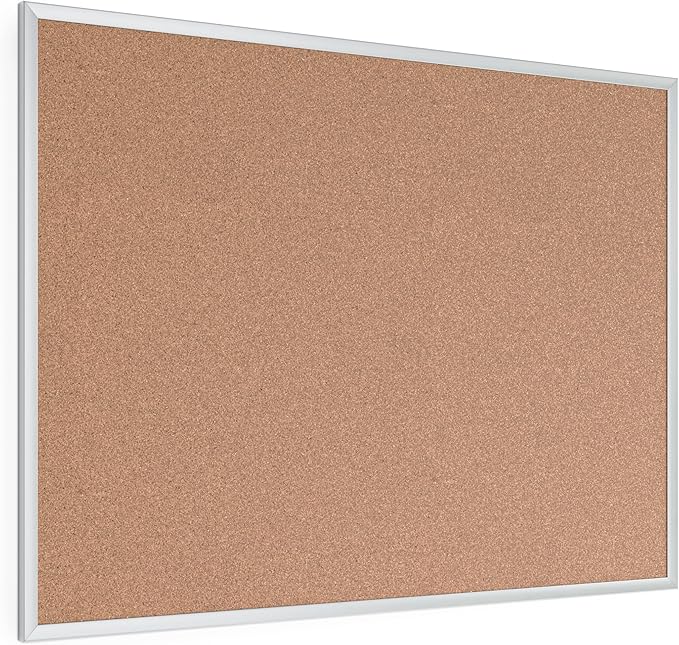 U Brands Cork Bulletin Board, 36" x 48" Inches, Silver Aluminum Frame (022U00-01)