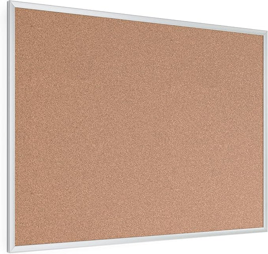 U Brands Cork Bulletin Board, 36" x 48" Inches, Silver Aluminum Frame (022U00-01)