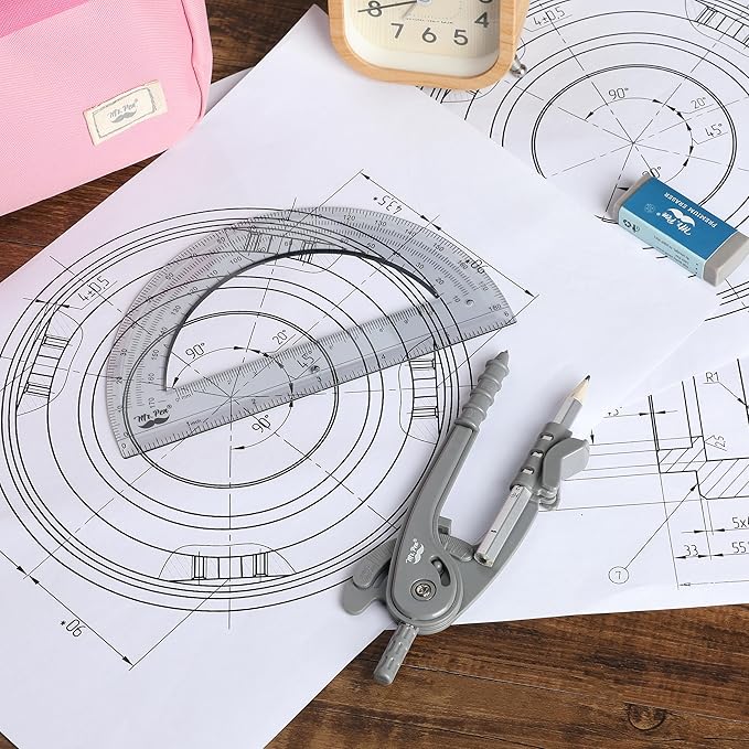 Mr. Pen- Compass and Protractor Set, Math Compass for Geometry and Drawing