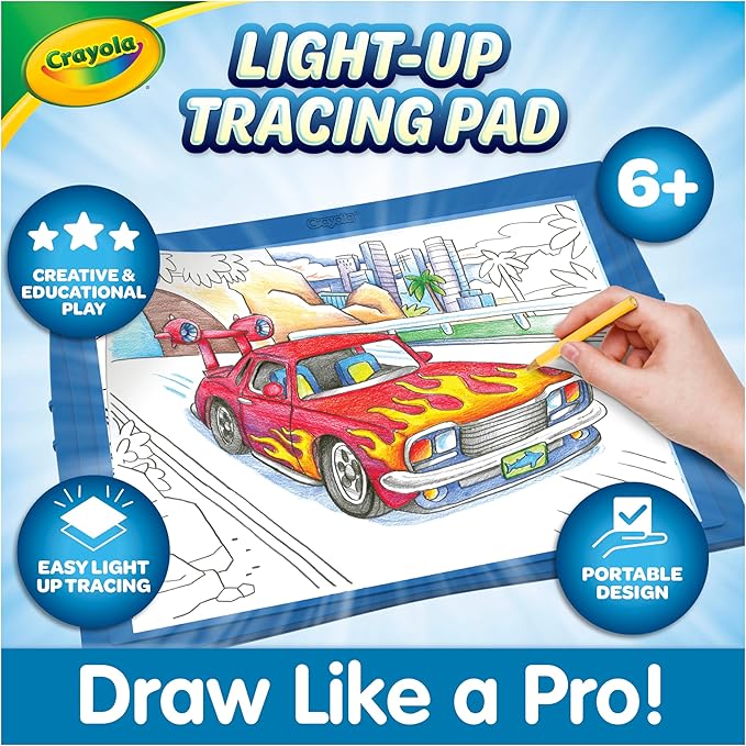 Crayola Light Up Tracing Pad - Blue, Drawing & Tracing Projector for Kids, Essential Easter Basket Stuffers & Gifts, Sketching Light Box Table, Toys for Kids, Ages 6+
