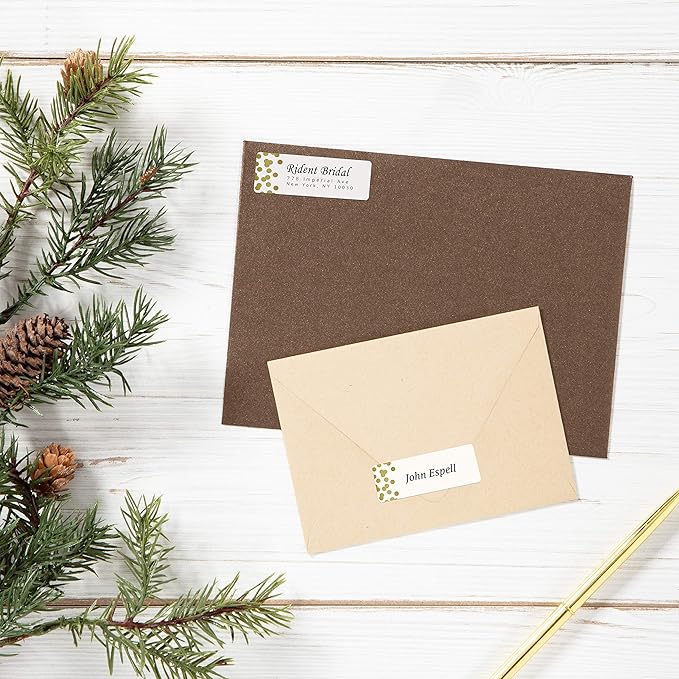 Avery Easy Peel Return Address Labels, 2/3" x 1-3/4", Gold Confetti Design, 600 Labels (6543)