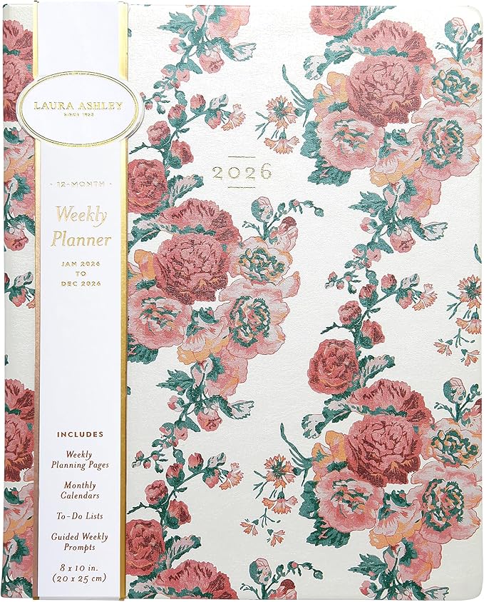 Laura Ashley 2026 Planner - Weekly and Monthly Planner - 8x10 and 6x8 Planning Notebook and Calendar Agenda, Size 8X10, Floral