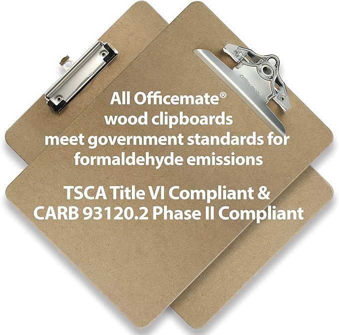 Officemate Recycled Wood Clipboards, Low Profile Clip, 6 Pack Clipboards, Letter Size (9 x 12.5 Inches), Brown (83806)