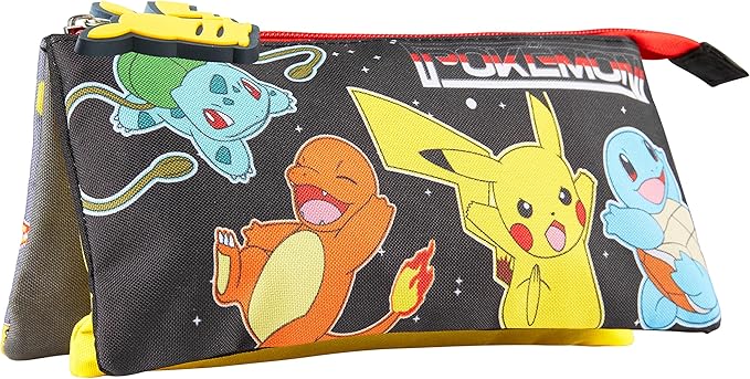 Pokemon Pencil Case for Boys and Girls Stationery Three Compartments Pencil Pouch School Supplies Stationary Pikachu Anime Gifts for Kids