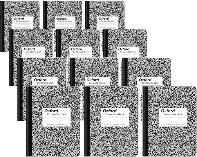 Oxford Composition Notebooks, College Ruled Paper, 9-3/4 x 7-1/2 Inches, 100 Sheets, Black, 6 Count (63767) (Pack of 4)