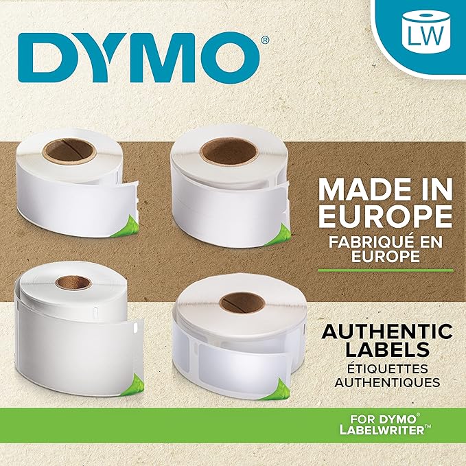 DYMO LW Durable Industrial Labels for LabelWriter Label Printers, White Poly, 1” x 1”, 2 Rolls of 850 (1700 Total)