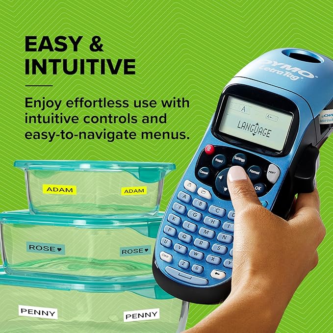 Dymo LetraTag LT-100H Label Maker Starter Kit | Handheld Label Maker Machine | with Paper & Clear Plastic Label Tape | Ideal for Office or Home