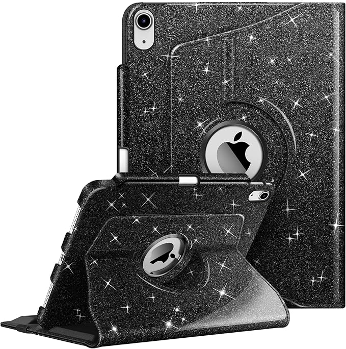 Fintie Rotating Case for iPad (A16) 11th Generation 11 Inch (2025), iPad 10th Generation 10.9 Inch (2022) - [Built-in Pencil Holder] 360 Degree Rotating Protective Stand Cover, Glittering Black