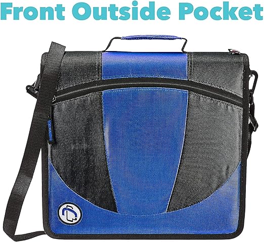 Case-it The Dual 2-in-1 Zipper Binder - Two 1.5 Inch D-Rings - Includes Pencil Pouch - Multiple Pockets - 600 Sheet Capacity - Comes with Shoulder Strap - Mint Blue Dual-101