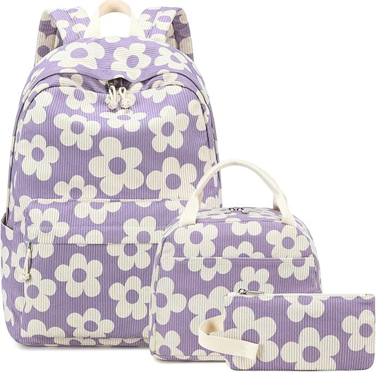 Bluboon School Backpack Set Girls Womens Laptop Bookbag Casual Daypack Fits 15 inch Laptop with Lunch Tote Bag and Pencil Bag