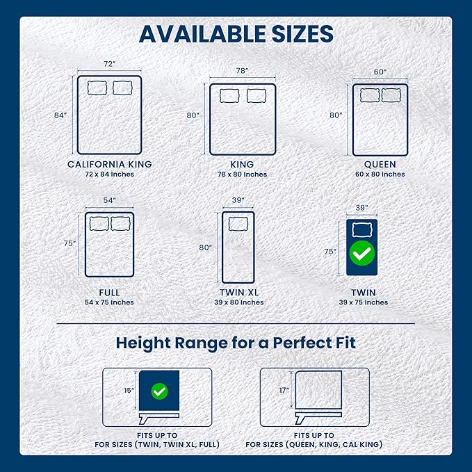 Utopia Bedding Waterproof Mattress Protector Twin Size 2 Pack, Premium 200 GSM Terry Mattress Cover, Soft & Breathable Bed Cover, Fitted Sheet Style with Stretchable Deep Pockets 15" (White)