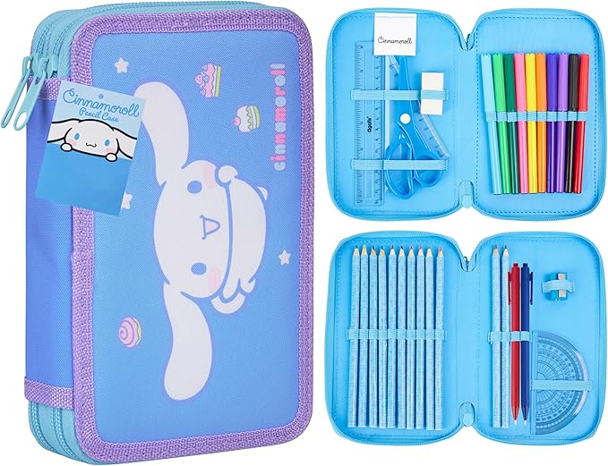 Hello Kitty Sanrio Pencil Case Kids Colored Pencils Markers Kawaii Kuromi Stationery Gifts for Kids (Multi Cinnamoroll)