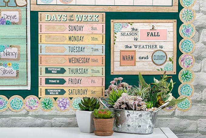 Teacher Created Resources Rustic Bloom Calendar Bulletin Board Set (TCR8593)