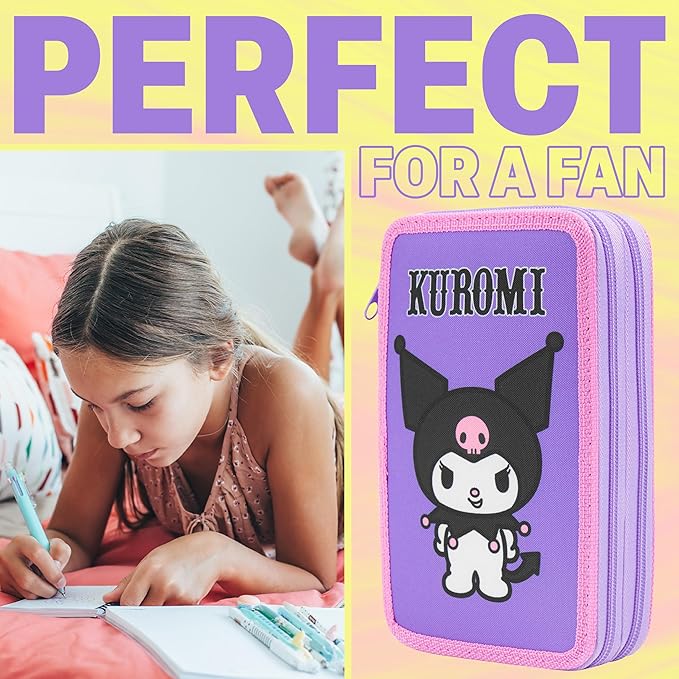 Hello Kitty Sanrio Pencil Case Kids Colored Pencils Markers Kawaii Kuromi Stationery Gifts for Kids (Multi Kuromi)