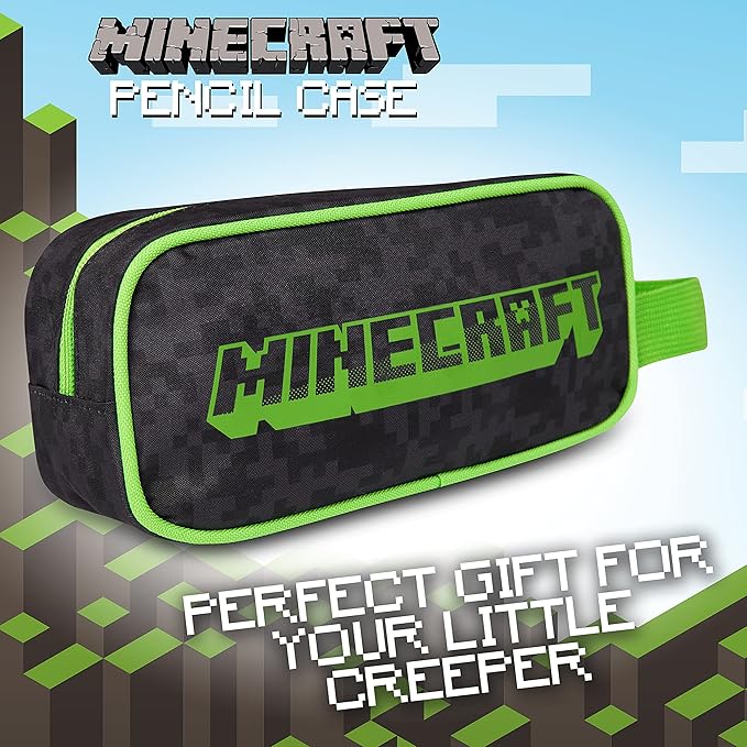 Minecraft Pencil Case for Kids, Gamer School Supplies Organizer with Zipper, Back to School Large Capacity Pencil Holder, Minecraft Gifts for Boys
