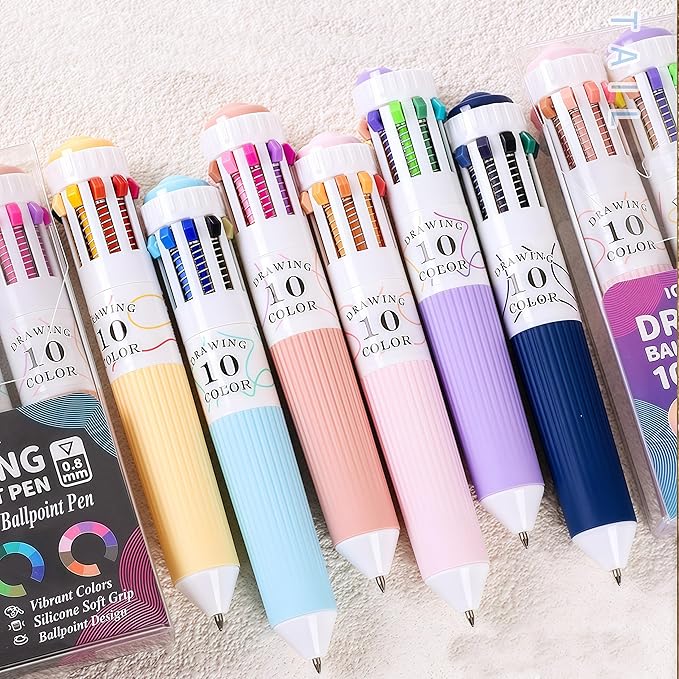 Multicolor Ballpoint Pen 0.8 mm, 10-in-1 Colored Pens Fine Point,Retractable Pens for Adult Coloring Books, Bible, Drawing, Note Taking, Art & Journaling Supplies(Orange Sea +Skin tone)