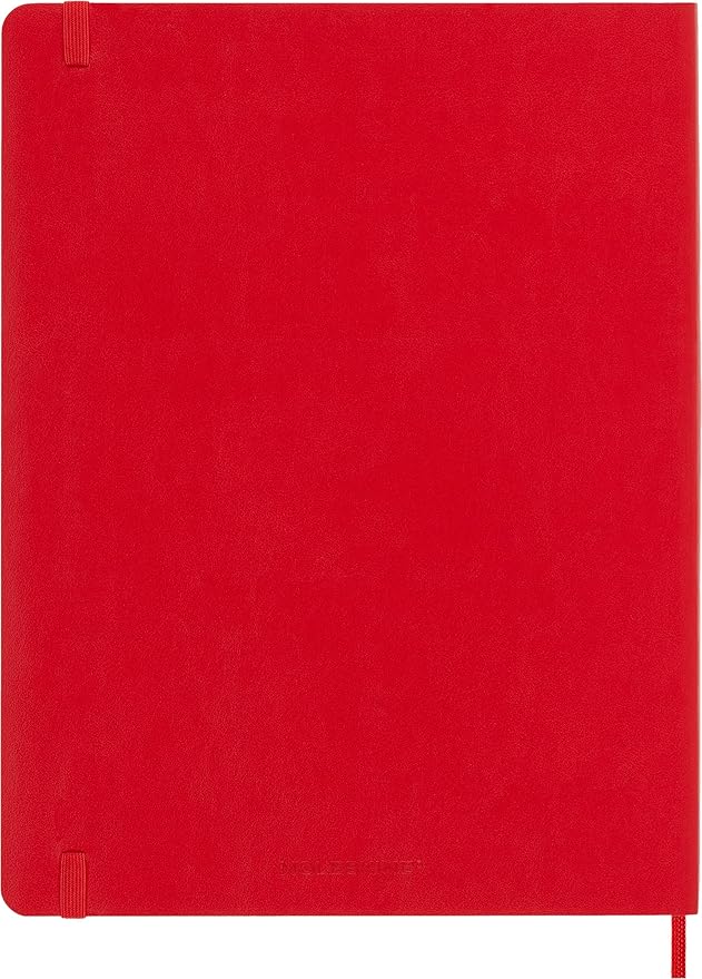 Moleskine Classic Notebook, Soft Cover, XL (7.5" x 9.5") Plain/Blank, Scarlet Red, 192 Pages