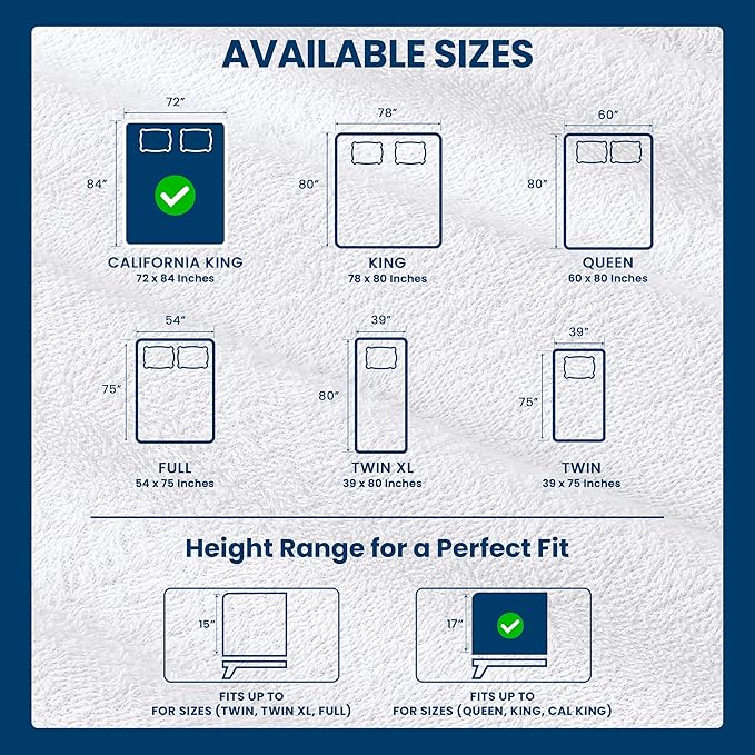Utopia Bedding Waterproof Mattress Protector California King Size, Premium Terry Mattress Cover 200 GSM, Breathable, Fitted Style with Stretchable Pockets (White)