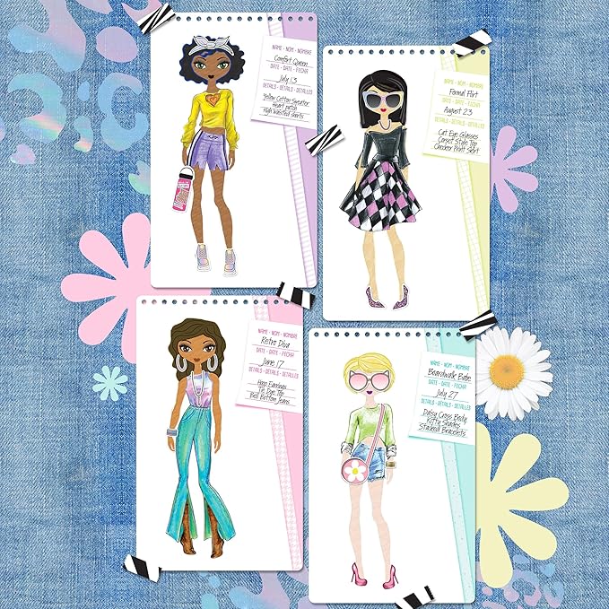Fashion Angels Fashion Design Sketch Set - Compact Portfolio Sketchbook for Girls, Fashion Coloring Book for Kids Ages 6+, Includes Stencils & 100+ Stickers