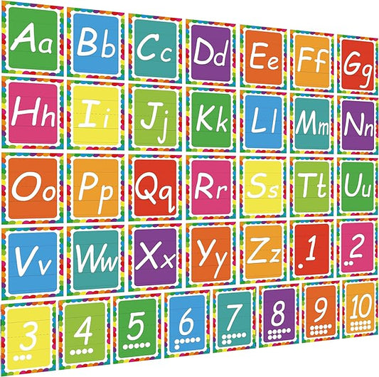 36 Alphabet Bulletin Board Set, Alpethabet Line ABC Number Poster Classroom Decorating Set Preschool English Posters Kindergarten Elementary Classroom Wall Decor Nursery Homeschool Supplies (Bright)