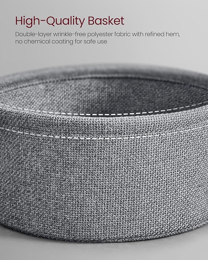 VASAGLE LILEA Collection - Side Table with Charging Station, Round End Table with Fabric Basket, Nightstand with USB Ports, for Living Room, Bedroom, Modern, Ebony Black and Slate Gray ULET228B01