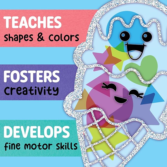Creativity for Kids Sticker Sun Catchers Mini Craft Kit: Create 2 Suncatchers - Toddler Easter Basket Stuffers and Gifts, Arts & Crafts for Kids, Window Art for Kids (Ages 3+)