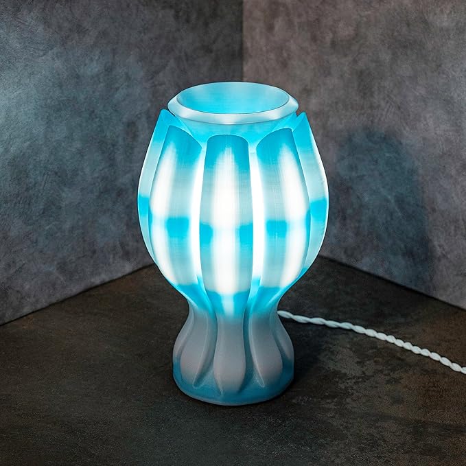 JONATHAN Y 13" Blue/White Flower 3D Printed Table Lamp, Dimmable LED Bedside Lamp for Bedroom, Coastal Tropical Nightstand Light, Modern Bohemian Desk Lamp for Living Room USA1005A