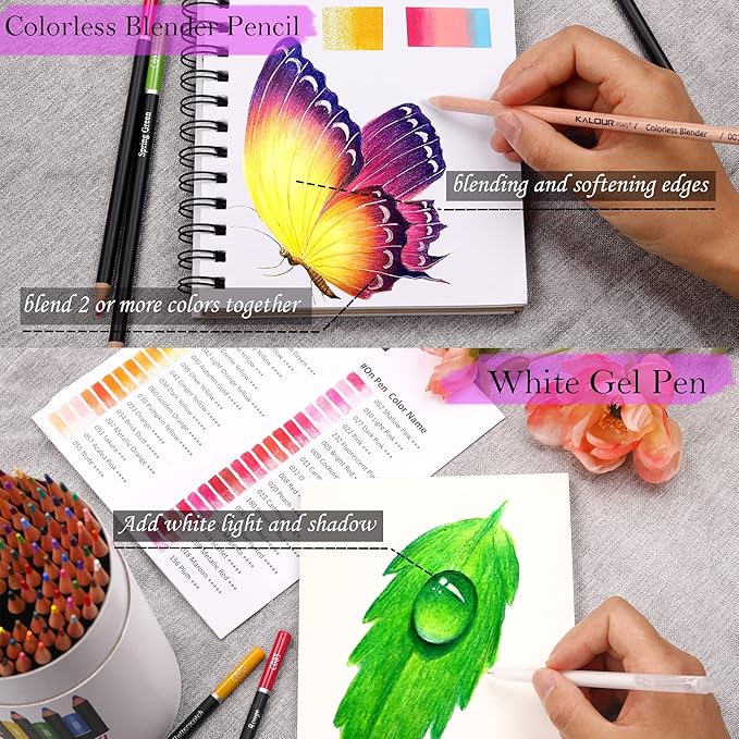 KALOUR Premium Colored Pencils,Set of 120 Colors,Artists Soft Core with Vibrant Color,Ideal for Drawing Sketching Shading,Coloring Pencils for Adults Beginners